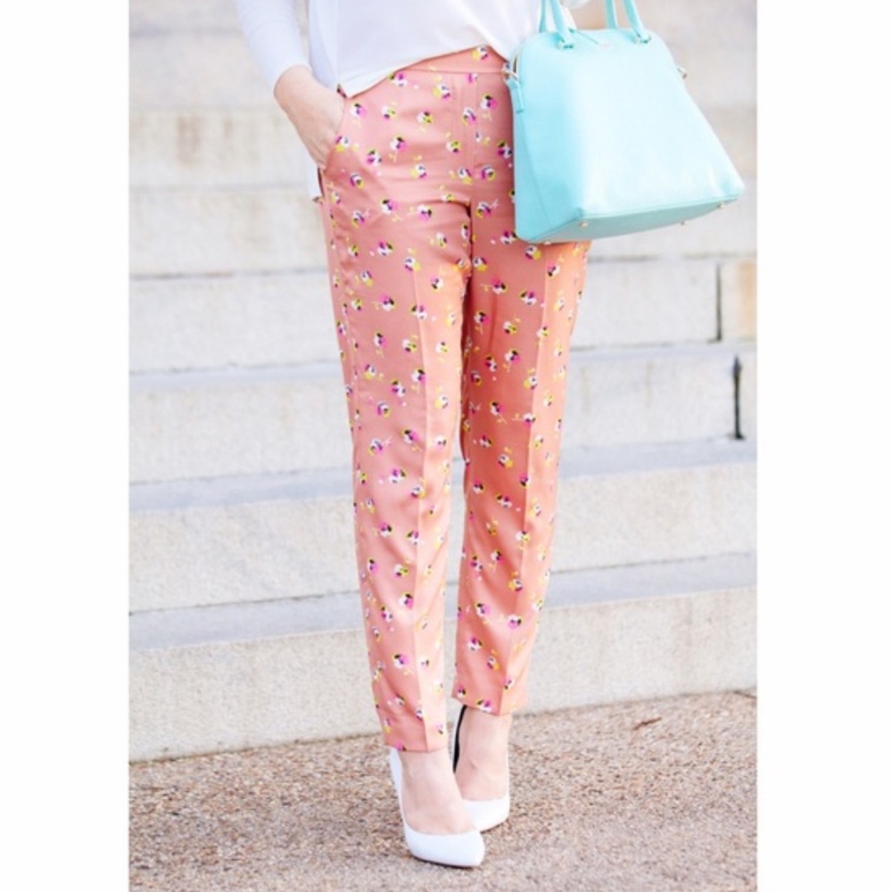 J.Crew Falling Pansies Trousers - sz 6